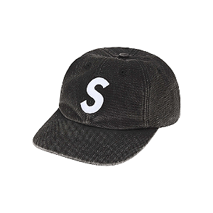 SUPREME - Boné Pigment Coated Canvas S logo 6-Panel FW25 "Preto" -NOVO-
