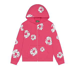 DENIM TEARS - Moletom Rhinestone Cotton Wreath Zip Up "Rosa" -NOVO-