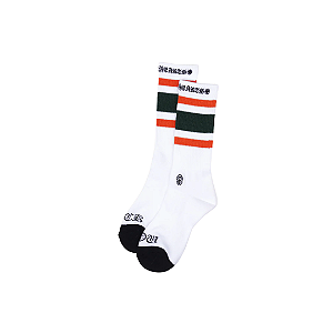 CHROME HEARTS - Meia Striped Dagger Fuck You (Unidade) "Branco/Laranja/Verde" -NOVO-