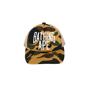 BAPE - Boné 1st Camo NYC Logo Mesh "Amarelo" -NOVO-