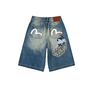 EVISU - Bermuda Sashiko Patch Denim "Indigo" -NOVO-