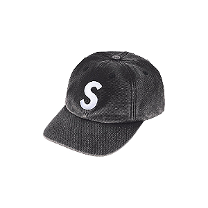 SUPREME - Boné Pigment Coated Canvas S Logo 6-Panel SS26 "Preto" -NOVO-