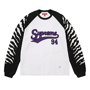 SUPREME - Camiseta Manga Longa Tiger Raglan L/S Top "Branco" -NOVO-