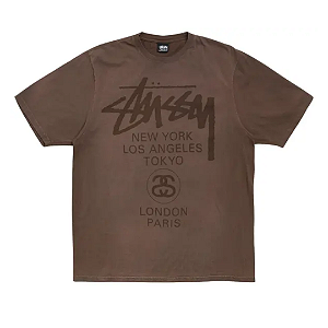 STUSSY - Camiseta World Tour "Marrom" -NOVO-