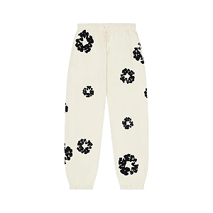 DENIM TEARS - Calça De Moletom Black Cotton Wreath "Oatmeal" -NOVO-