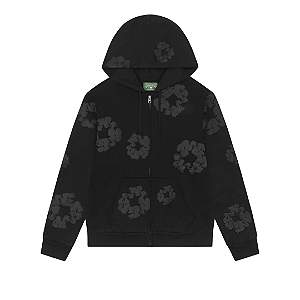 DENIM TEARS - Moletom Mono Cotton Wreath Zip Up "Preto" -NOVO-