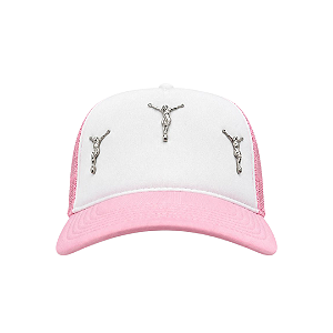 UMS 458-LL - Boné Trucker Tripple Christ "Branco/Rosa" -NOVO-