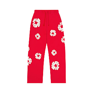 DENIM TEARS - Calça De Moletom Cotton Wreath "Vermelho" -NOVO-