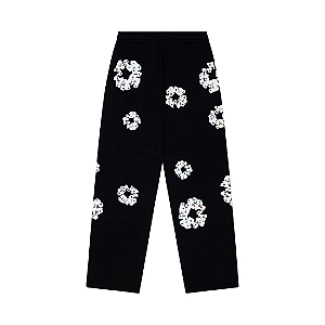 DENIM TEARS - Calça Cotton Wreath Rhinestone "Preto" -NOVO-