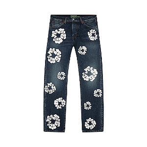 DENIM TEARS - Calça Jeans Straight Cotton Wreath "Dark Wash" -NOVO-