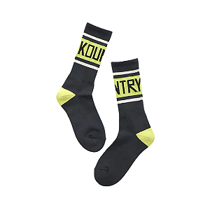 KAPITAL - Meia 144 Yarns Kountry (UNIDADE) "Preto/Verde" -NOVO-