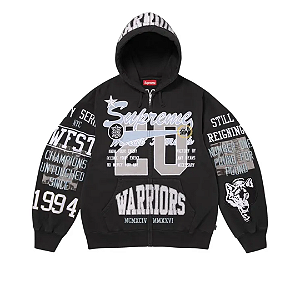 SUPREME - Moletom Warriors Appliqué Zip Up "Preto" -NOVO-