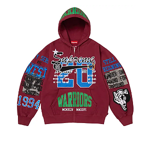 SUPREME - Moletom Warriors Appliqué Zip Up "Vinho" -NOVO-