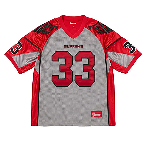 SUPREME - Camiseta Wings Jersey "Vermelho/Cinza" -NOVO-