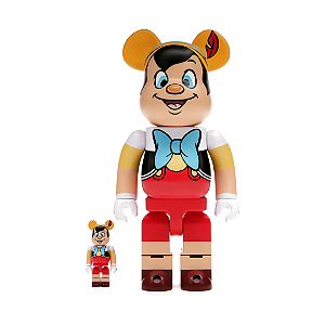 PRÉ VENDA - MEDICOM TOY x DISNEY - Boneco Bearbrick 100% & 400% Set  "Pinocchio" -NOVO-