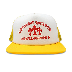 CHROME HEARTS - Boné Hollywood King Taco Trucker "Amarelo/Branco/Vermelho" -NOVO-