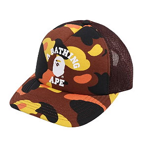 BAPE - Boné 1st Camo College Mesh "Laranja/Marrom" -NOVO-