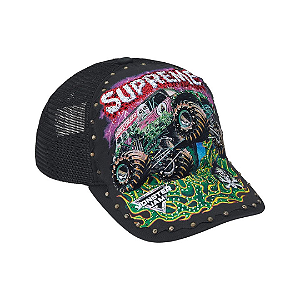 SUPREME x MONSTER JAM - Boné 5-Panel Mesh Grave Digger "Preto" -NOVO-