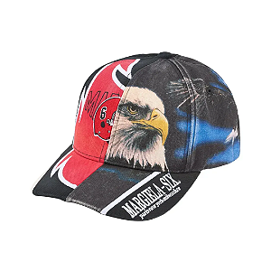 SUPREME x MAISON MARGIELA - Boné Split 6-Panel "Preto/Vermelho" -NOVO-