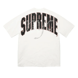 SUPREME - Camiseta Rhinestone Script "Branco" -NOVO-