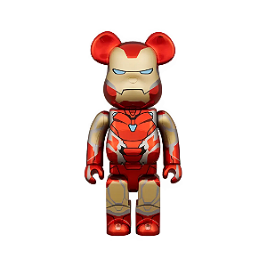MEDICOM TOY x MARVEL - Boneco Bearbrick World Wide Tour 3 1000%: Iron Man Mark 85 "Chrome Version" -NOVO-