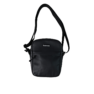 SUPREME - Bolsa Shoulder Leather FW23 "Preto” -USADO-