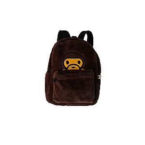 BAPE - Mochila Baby Milo Half Fur "Marrom” -USADO-