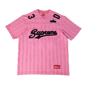 SUPREME - Camiseta Mesh Stripe Football Jersey "Rosa” -USADO-