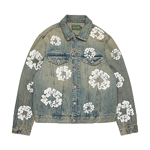 DENIM TEARS - Jaqueta Floral-Print Button-Up Denim "Dirty Wash" -NOVO-