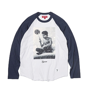 SUPREME x LARRY CLARK - Camiseta Sequin Raglan Gun FW26 "Marinho" -NOVO-