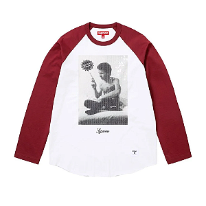 SUPREME x LARRY CLARK - Camiseta Sequin Raglan Gun FW26 "Vinho" -NOVO-