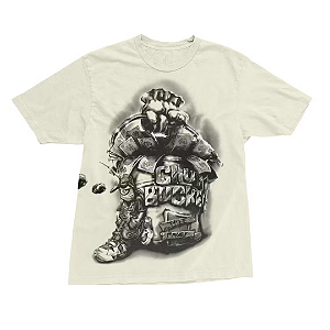 TRAVIS SCOTT x SPONGEBOB - Camiseta Cactus Jack Chum Bucket "Creme" -NOVO-