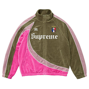 SUPREME x UMBRO - Jaqueta Velour Track "Verde/Rosa" -NOVO-