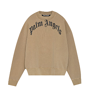 PALM ANGELS - Moletom Curved Logo Crewneck "Bege" -NOVO-