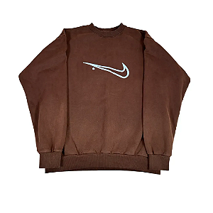 NIKE x TRAVIS SCOTT - Moletom Crewneck CJ Reverse Swoosh "Marrom" -NOVO-