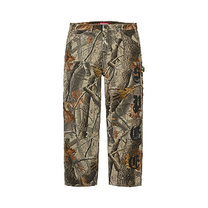SUPREME - Calça Leather Appliqué Double Knee Painter "Realtree Hardswoods Camo" -NOVO-