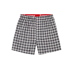 SUPREME x HANES - Cueca Samba-Canção Plaid (Unidade) "Cinza" -NOVO-