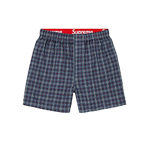 SUPREME x HANES - Cueca Samba-Canção Plaid (Unidade) "Marinho" -NOVO-