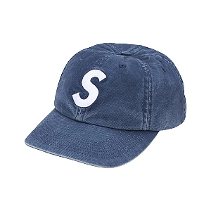 SUPREME - Boné Washed Canvas S Logo 6-Panel FW26 "Azul Marinho" -NOVO-