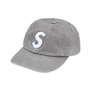 SUPREME - Boné Washed Canvas S Logo 6-Panel FW26 "Cinza" -NOVO-