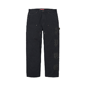 SUPREME - Calça Leather Appliqué Double Knee Painter "Preto" -NOVO-