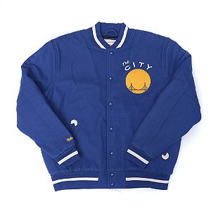 MITCHELL & NESS - Jaqueta College Side The City Golden State "Azul" -NOVO-