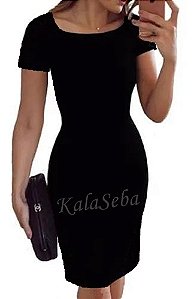 VESTIDO TUBINHO RETO CASUAL FESTA SOCIAL UNIFORME MANGA GOLA REDONDA