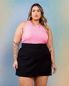 Regata Canelada Rosa Neon Golden Quality Moda Plus Size Divas Voga Sale Loja