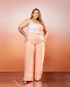 Conjunto Top e Calça Bicolor Peach Icons Quality Moda Plus Size Divas Sale Loja