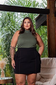 Cropped Gola Alta Verde Desert Quality Moda Plus Size Divas 3138 loja sale