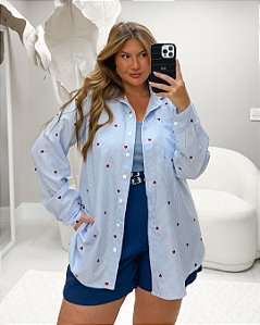 Camisa Bordada Mar Flower Quality Moda Plus Size Divas Primavera loja