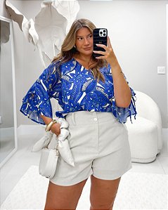 Blusa Floral Florata Quality Moda Plus Size Milanjus Primavera