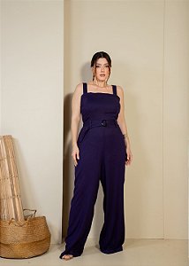 Macacão Marinho Quality Moda Plus Size Miareli Primavera