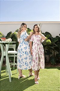Vestido Midi Floral Quality Moda Plus Size Milanjus Primavera